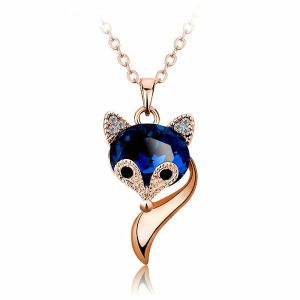 Pendants Fashion Migne Fox Blue Crystal Zircon Diamants Diamants Colliers Pendants pour femmes Rose Rose Blanc Couleur de couloir