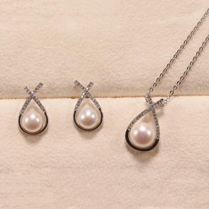 Ensemble de pendentifs en perles de mode, ensemble de deux pièces avec épingle d'oreille en argent Sterling plaqué cuivre Mantou de 7 à 8mm, TBB46