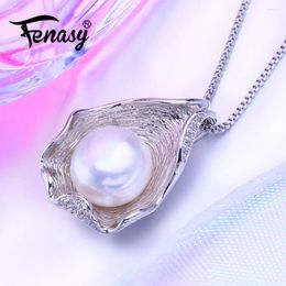 Pendentifs FENASY 10-11MM collier de perles d'eau douce naturelles pour femmes bijoux bohème rubis 925 pendentif en argent Sterling