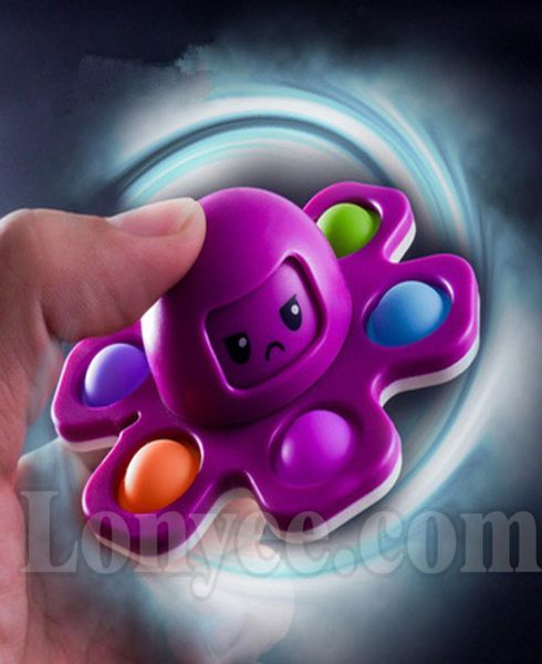 Colgantes Flip Face Changing Octopus Push Toy Bubble Silicone Key Chain Fingertip Gyro Juego creativo Sensory Ansiedad Stress Reliever YL03553948134