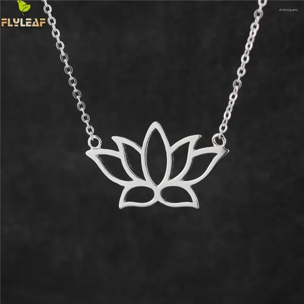 Pendentifs feuille de mouche en argent Sterling 925, éléments bouddhistes, fleur de Lotus, colliers pour femmes élégantes, bijoux en argent Sterling