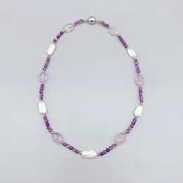 Pendentifs Folisaunique 4mm ovale violet améthyste blanc baroque dent perles collier pour femmes cadeau d'anniversaire décontracté à la mode ras du cou bijoux