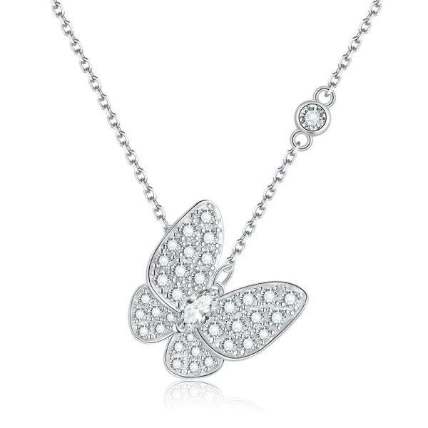 Pendants Suivre Cloud Butterfly Collier Moisanite Pendant 18K White Gold plaqué 925 Silver Sterling For Women Wedding Party Bijoux