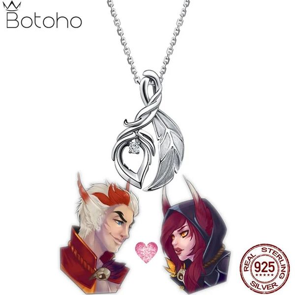 Colgantes Juego Lol Collar Xayah y Rakan Collar Colgante S Astilla Joyería Xayah Gargantilla Rakan Collares para Mujeres Hombres Regalo Parejas