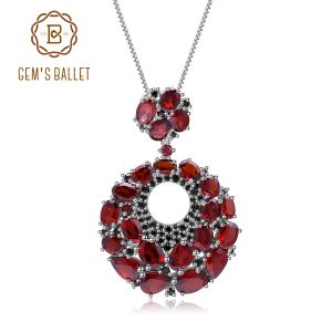 Colgantes GEM'S BALLET Natural piedra preciosa granate roja Vintage 925 collar con colgante de plata esterlina para mujer regalo joyería de fiesta