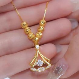 Colgantes Collares con colgante de hoja de Ginkgo de diamante de oro auténtico de 18K para mujer, cadena de cuello de circón Simple, regalos de joyería fina