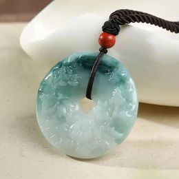 Colgantes Colgante de donut de jade natural genuino para mujeres y hombres, colgante de flor de jadeíta, dijes, accesorios de piedra de jade chino real, joyería