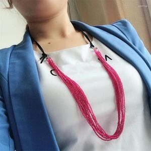 Colgantes genuinos sin tinte de estilo étnico suéter de granate collar para mujeres puede ajustar collares de turmalina longitud