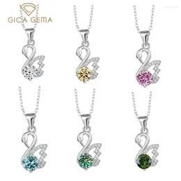 Pendentifs Gica Gema 1 D couleur VVS1 rond Moissanite cygne pendentif collier 925 breloque en argent Sterling avec GRA cadeau de noël