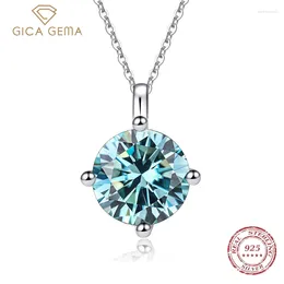 Hangers GICA GEMA 925 Sterling Silver Multicolor Pendant Women Sparkle (37 3/42 3) CM Ketting 1CT Moissanite Engagement Bruiloft Sieraden