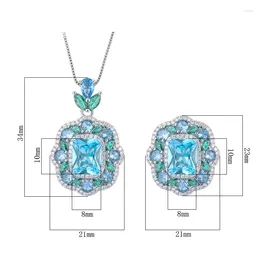 Pendentifs Gracieux 8 10mm Paraiba Tourmaline ensemble pendentif collier bague pour femmes de luxe concepteur bijoux anniversaire cadeau petite amie
