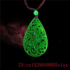 Hangers Groene Jade Ruyi Hanger Chinese Charme Sieraden Jadeïet Natuurlijke Ketting Geschenken Gesneden Amulet Lucky Fashion