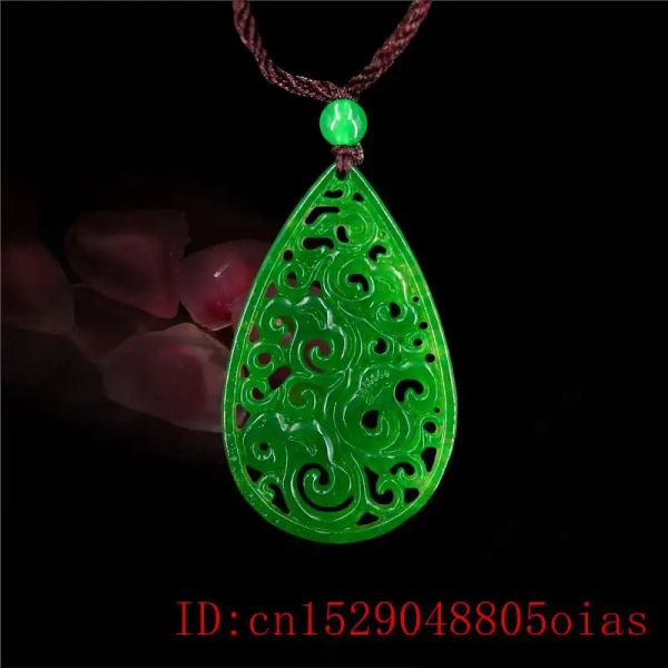 Pendentifs Jade vert Ruyi, pendentif de charme chinois, bijoux en jadéite, collier naturel, cadeaux, amulette sculptée, porte-bonheur, mode