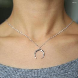 Pendentifs Collier demi-lune en argent Sterling 925, pendentif croissant en corne, ras du cou pour femmes, bijoux délicats Kolye en forme de Demi-Lune