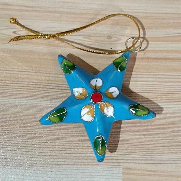 Colgantes Artesanías Cloisonne Esmalte Colorf Estrella Colgante Adornos Pequeño artículo decorativo Llavero Encantos Decoración para el hogar Árbol de Navidad H Dhg97