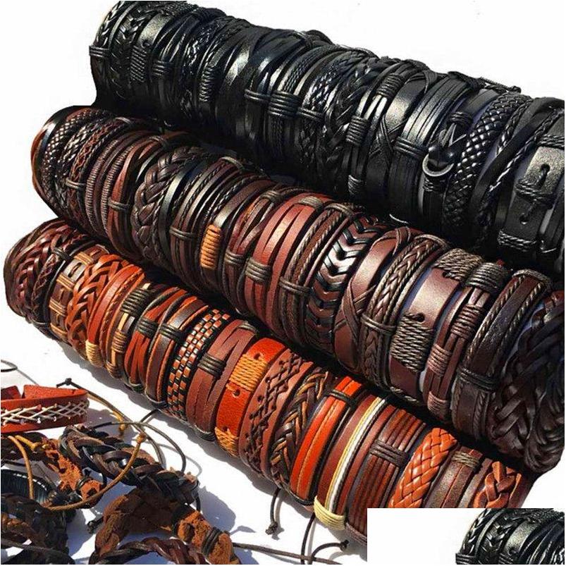 Pendants Handmade Mix Styles Braided Leather Bracelets For Men Wrap Bangle Party Gifts Black Brown Coffee Send Random Drop Delivery Dhuzo