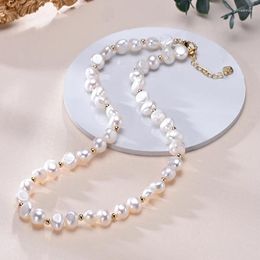 Hangers Hengsheng Barokblik zoetwater 8-9 mm Witte Pearl met kleine gouden kralenketting 925 Sterling zilveren sieradencadeau voor vrouwelijke meisjes