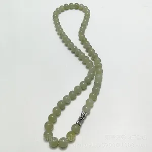 Pendentifs Hetian, collier de perles rondes, chaîne de clavicule, accessoires d'ornement en Jade