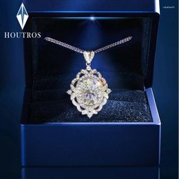 Pendentifs Houtros 5 Moissanite pendentif collier pour femmes S925 argent brillant coupe blanc vert laboratoire diamant luxe bijoux GRA