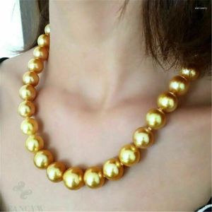 Pendentifs énormes perles de coquillage de la mer du sud de 16mm, collier rond doré de 18 pouces, accessoires Aurora classique, culture d'irrégularité