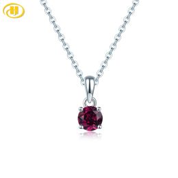 Pendants Hutang Rhodolite Garnet 925 Silver Pendant Round 5 mm Gems GEMS Solide 925 Chaîne en argent sterling Fine Simple Elegant Jewelry