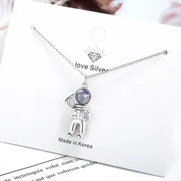 Pendentifs en argent Sterling 925 Spaceman cristal colliers pour femmes mode mariage luxe créateur bijoux GaaBou bijoux
