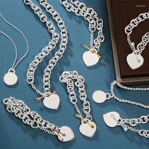 Collier avec pendentifs en forme de flèche en forme de cœur pour femmes, bijoux en argent Sterling S925, cadeau de saint-valentin pour petite amie