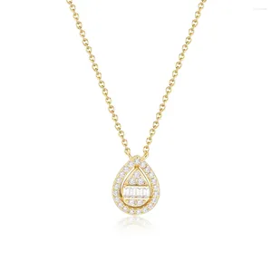 Pendentifs en colliers croix Ankh chaîne pendentif en forme de goutte d'eau femmes collier de luxe élégant argent 925 clair Cz