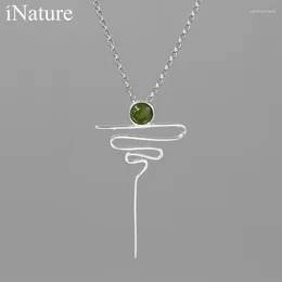 Pendants Inature 925 STERLING Silver Natural Tourmaline Fashion Géométrique Courte pendentif pour femmes Accessoires de bijoux