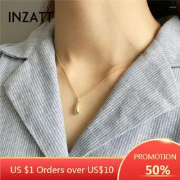 Pendants Inzacute Simple Elegant Water Drop Choker Pendants Collier Real 925 Sterling Silver For Women Fashion Jewelry Gold Color Gift