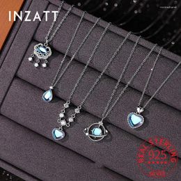 Pendants Inzareal 925 STERLING Silver Moon Stone Heart Heart Water Drop Choker Collier pour femmes Luxury Luxury Fine bijoux Accessoires