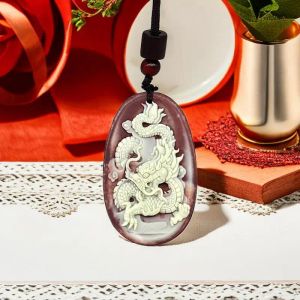 Pendentifs Jade Dragon pendentif Talismans pierre chinoise pierres précieuses amulette cadeaux pour femmes bijoux amulettes charmes homme collier naturel