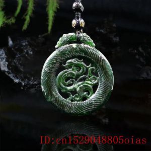 Hangers jade phoenix hanger ketting charme natuurlijke Chinese amulet mode zwart groen geschenken sieraden gesneden