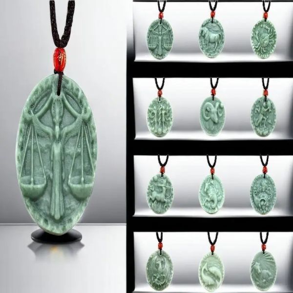 Pendants Jade Zodiac Pendant Collier vert Collier Gemstone Amulets Jewelry Stone Colliers naturels Chinois Real Talismans Luxury