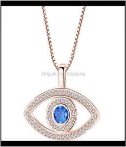 Pendants Jewelry Drop Livrot 2021 Luxury Blue cubic Zirconia Evil Eye Collier pour femmes plaqué Sier Gold Crystal Rignestone P6260372