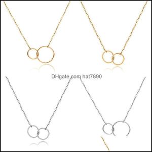 Pendentifs Bijoux mode Simple Double cercle vent pendentif à breloques colliers pour femmes accessoires numéro 8 or argent cuivre chaîne collier G