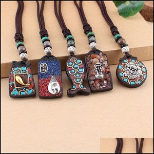 Pendentifs Bijoux Pendentif Colliers National Ébène Népal Chandail Amet Chaîne Bois Éléphant Dieu Bouddha Long Collier Femme Kallait Gem Crysta