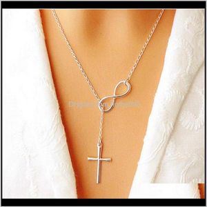 Pendentifs bijoux femmes infini croix chanceux numéro huit pendentif colliers ras du cou déclaration bavoir chaîne collier Lz924 Edi2554