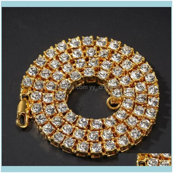 Pendentifs Jewelryboy Hip Hop Glacé Pavé Strass 1Set 5Mm Tricolore Miami Curb Chaîne Cubaine Cz Bling Rappeur Colliers Pour Hommes Bijoux