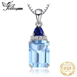 Pendentifs JewelryPalace 1.7ct taille émeraude topaze bleu ciel créé saphir 925 collier pendentif en argent Sterling pour femme sans chaîne