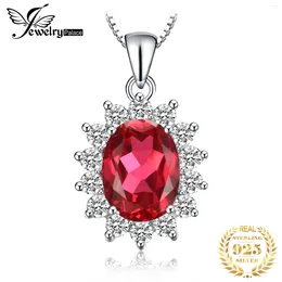 Colgantes JewelryPalace, collar con colgante de plata de ley 925 de rubí rojo creado de 2,6 quilates para mujer, joyería de piedras preciosas de moda sin cadena