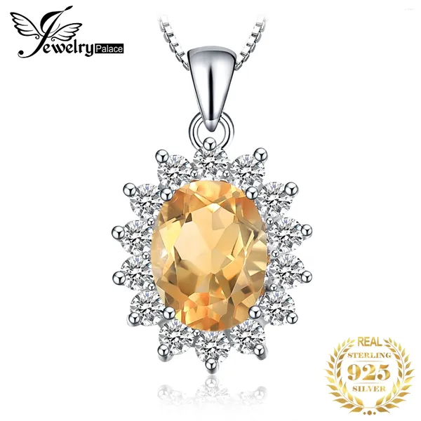 Colgantes JewelryPalace Diana 1.8ct Oval Natural Citrino 925 Collar con colgante de plata esterlina para mujer Regalo de moda Joyería fina Sin cadena