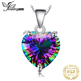 Colgantes JewelryPalace Corazón Natural Rainbow Fire Mystic Quartz 925 Collar con colgante de plata esterlina para mujer Gargantilla de piedras preciosas Sin cadena