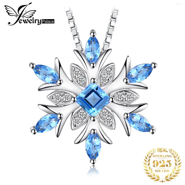 Pendentifs JewelryPalace flocon de neige topaze bleue naturelle 925 pendentif en argent Sterling collier pour femme pierres précieuses bijoux fins sans chaîne