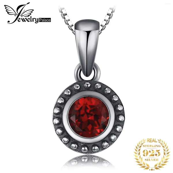 Pendentifs JewelryPalace Vintage 5mm véritable grenat 925 en argent Sterling pendentif collier pour les femmes mode pierres précieuses bijoux sans chaîne