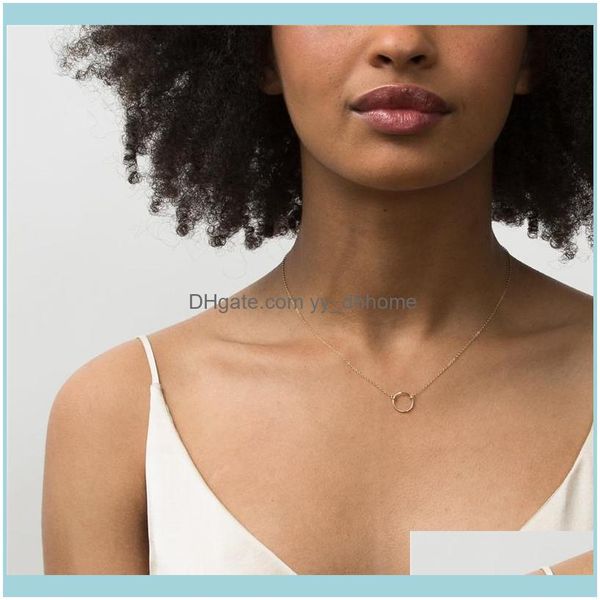 Colgantes Jewelrystainless Collar de acero para mujeres 20Mm Forma redonda Office Ladies Chock Collares Joyería de moda Simple Delicado diseño Yx14
