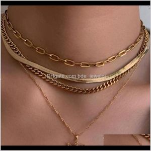 Hangers sieradenvrouwen punk multilayer platte slang botten hutten ketting hiphop rock gouden ketting engel choker kettingen vrouwelijke geschenken sieraden