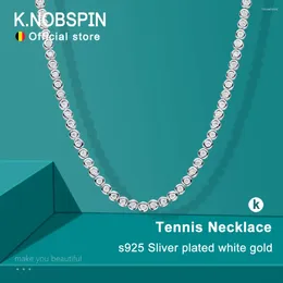 Pendentifs KNOBSPIN 2mm 3mm rond Moissanite Tennis collier D couleur laboratoire diamant avec GRA 925 pur argent colliers de mariage pour femmes homme