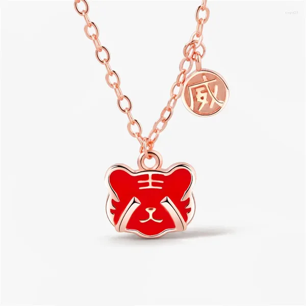 Pendentifs KOFSAC 2024 zodiaque chinois mignon timide tigre pendentif bijoux 925 en argent Sterling chaîne colliers pour femmes anniversaire année cadeaux