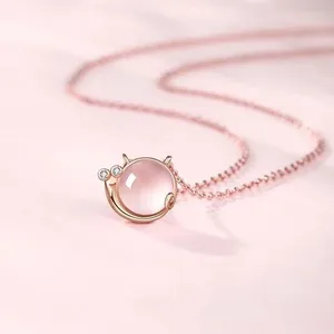 Pendants Kofsac Collier de petit escargot rose mignon pour femelle Colliers de collier animal luxueux léger 925 bijoux en argent